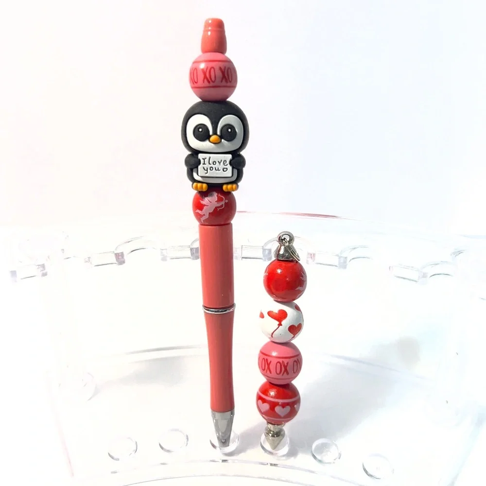 Valentine Penguin Pen & Keychain Set